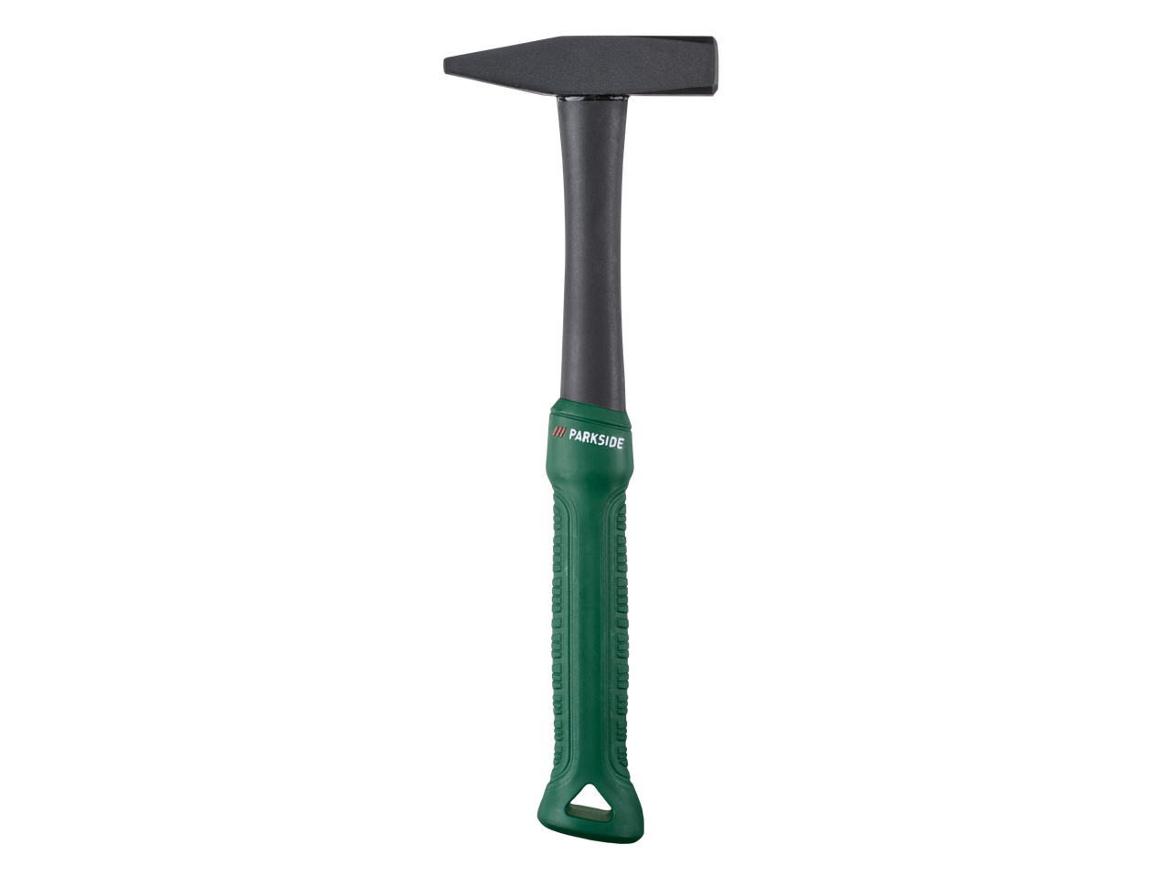 Parkside hamer met zwarte kop en groene handgreep.