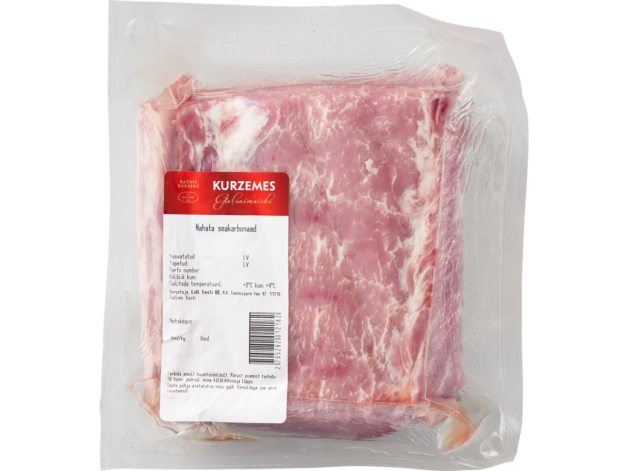 Kurzemes Gaļasaimnieks sea selgroog plastikust pakendis.