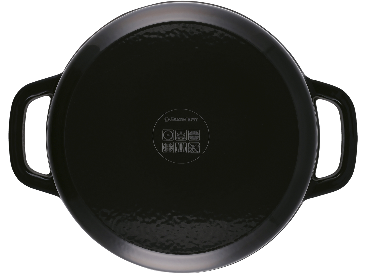 Must SilverCrest pott kahe käepideme ja pliidiplaadi ühilduvuse sümbolitega