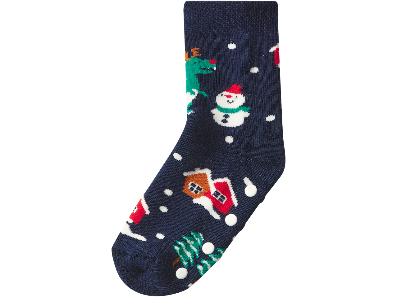 Lupilu® termosokid jõuluteemalise mustriga: dinosaurused, lumememmed ja majad.