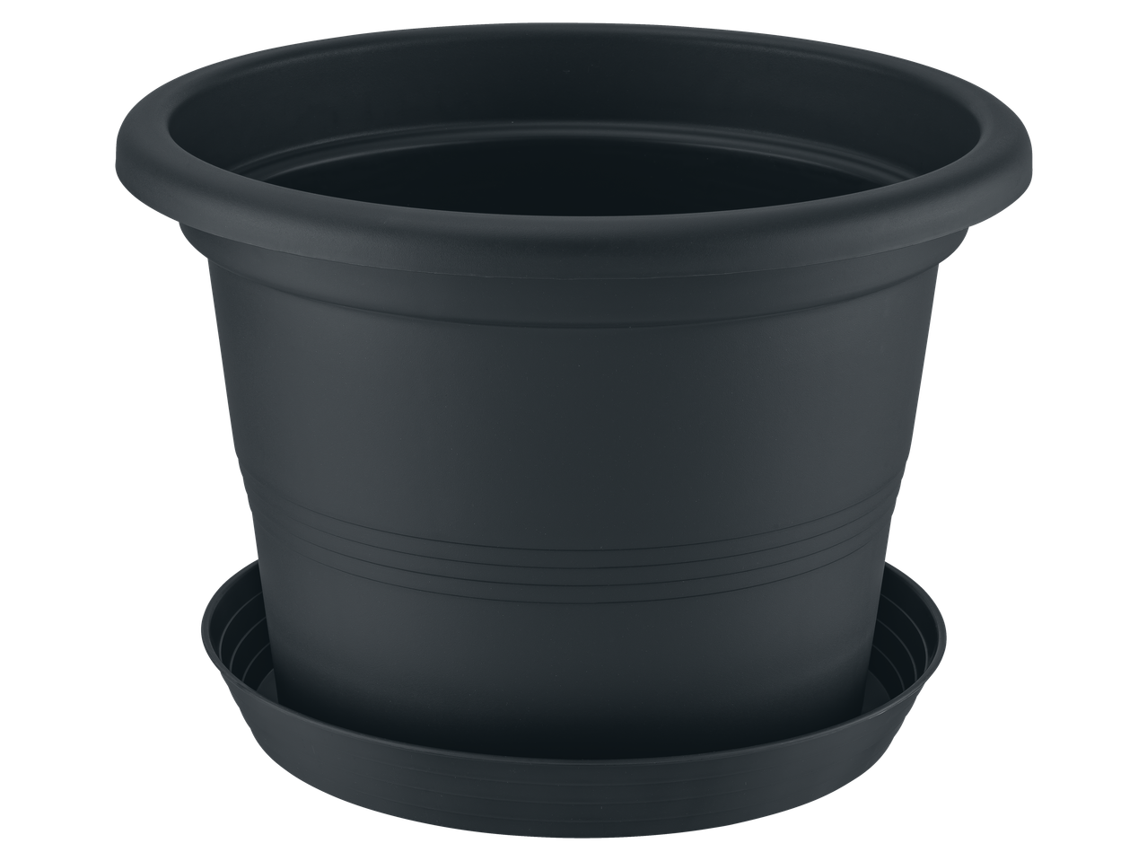 Vaso de planta preto Parkside com prato