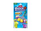 Packaging for self-sealing water balloons, showing 105 balloons in various colors.