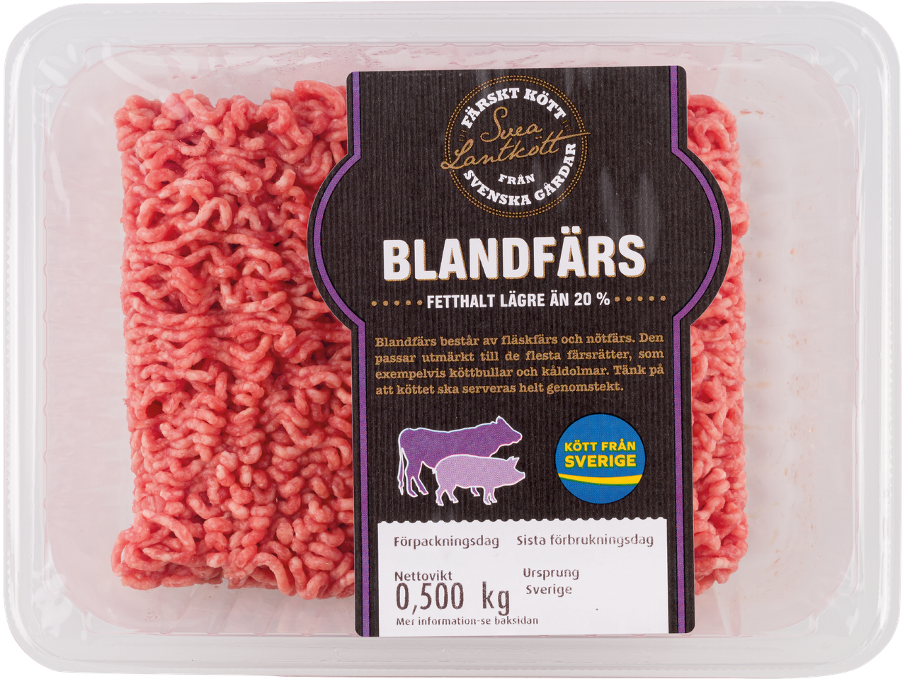 Förpackning med 500g Blandfärs från Scan.