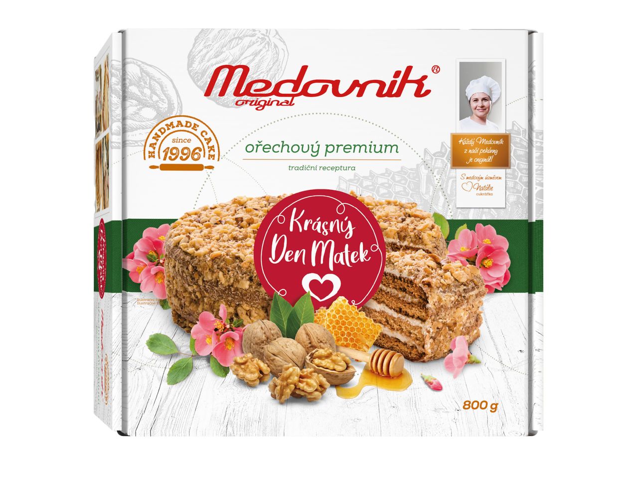Medovník ořechový premium, 800g.