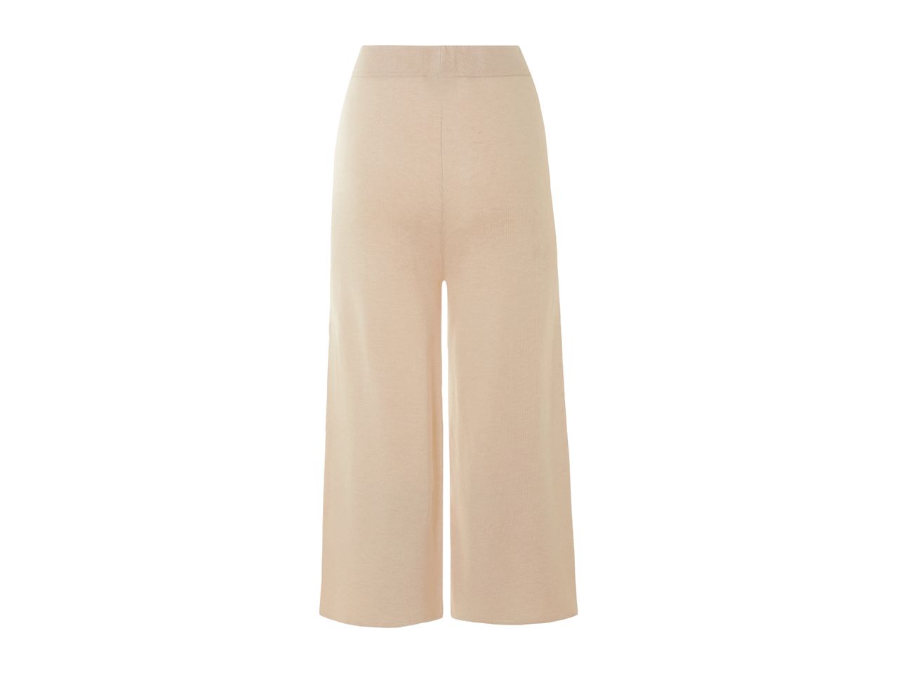 Beige wide-leg knit pants