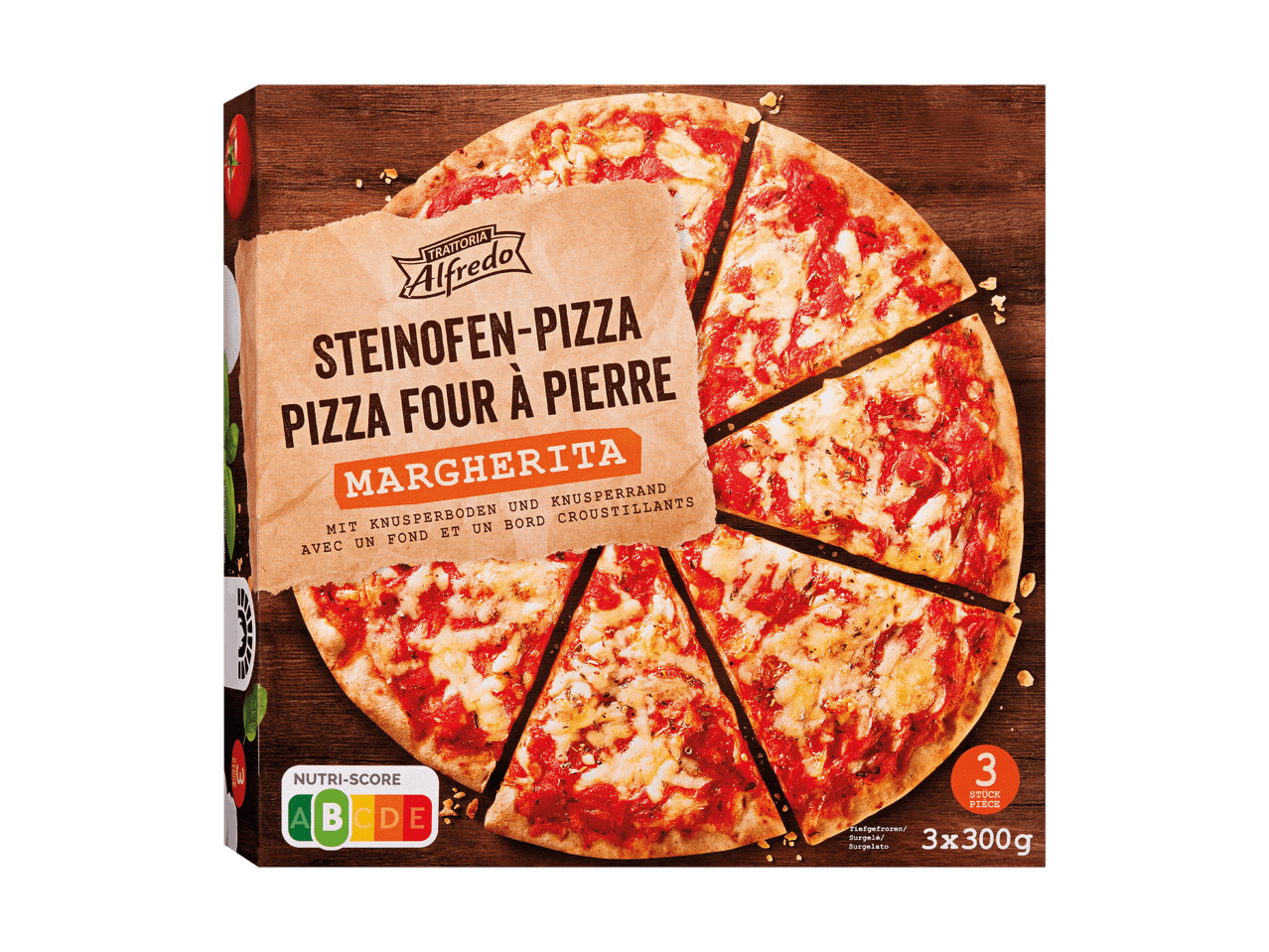 Emballage de pizza surgelée Trattoria Alfredo Margherita, avec Nutri-Score A.