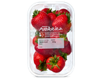 500 gram Hollandse aardbeien in een transparante plastic verpakking.