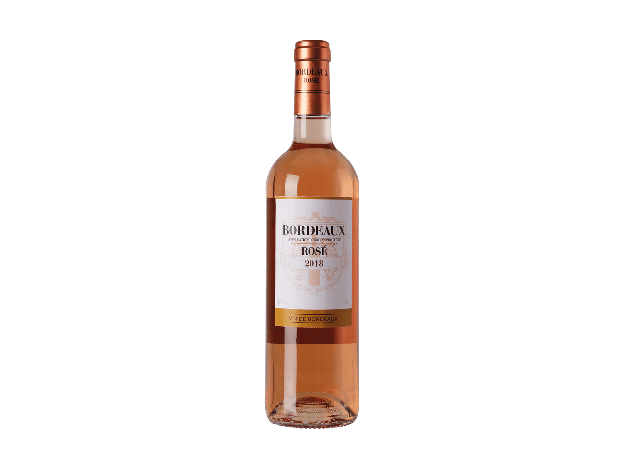 Bouteille de vin rosé Bordeaux 2018.