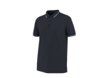 T-shirt polo ESMARA MEN azul escura com riscas na gola e nas mangas.