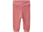 Divas rozā Lupilu zīdaiņu bikses ar rievotu jostasvietu un aprocēm.