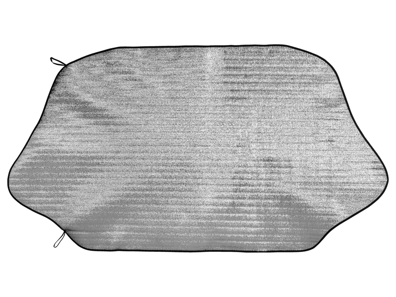 Sidabrinė automobilio priekinio stiklo saulės apsauga.