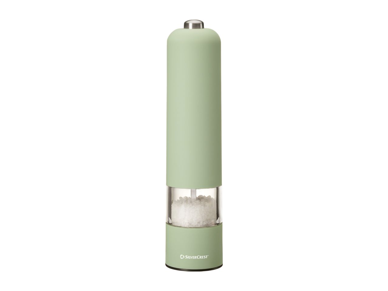 SilverCrest electric salt grinder in light green