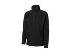 Black fleece pullover with a quarter-zip and a small logo on the chest.