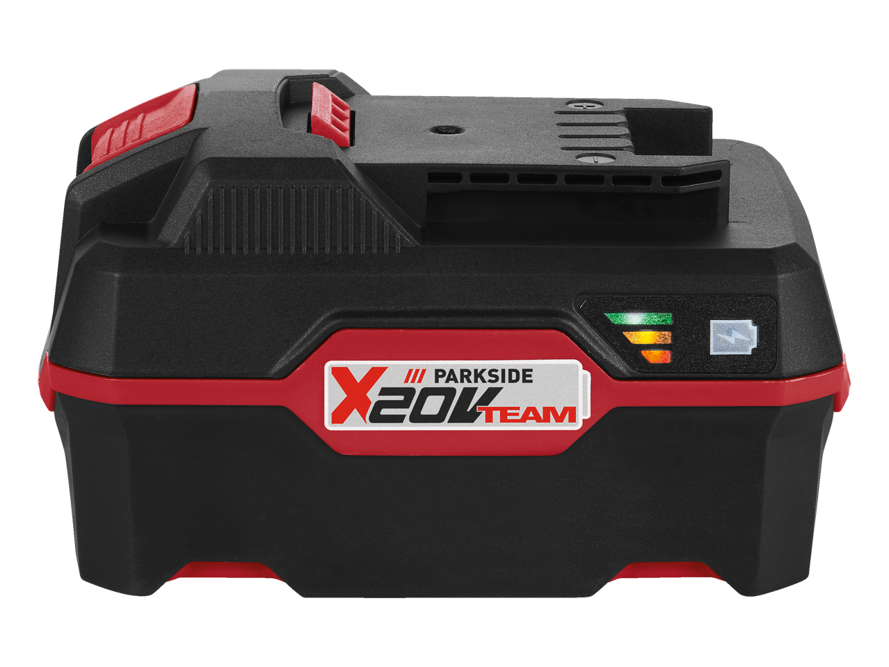 Baterie Parkside X20V Team cu indicator de încărcare.