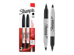 Sharpie Twin Tip permanente markers, zwart, fijne en ultrafijne punten, 2 stuks.