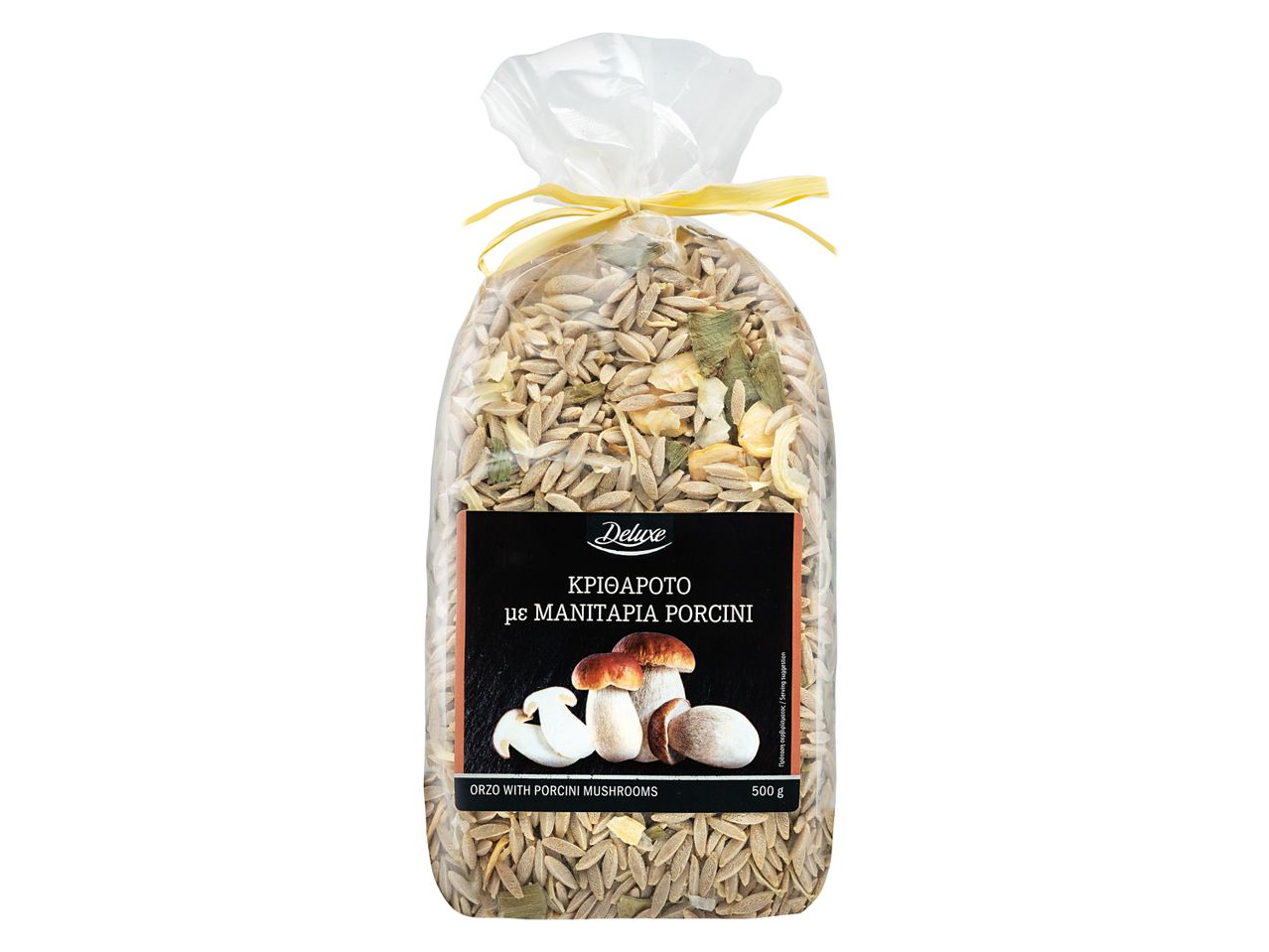 Συσκευασία κριθαρότο με μανιτάρια πορτσίνι, 500g.