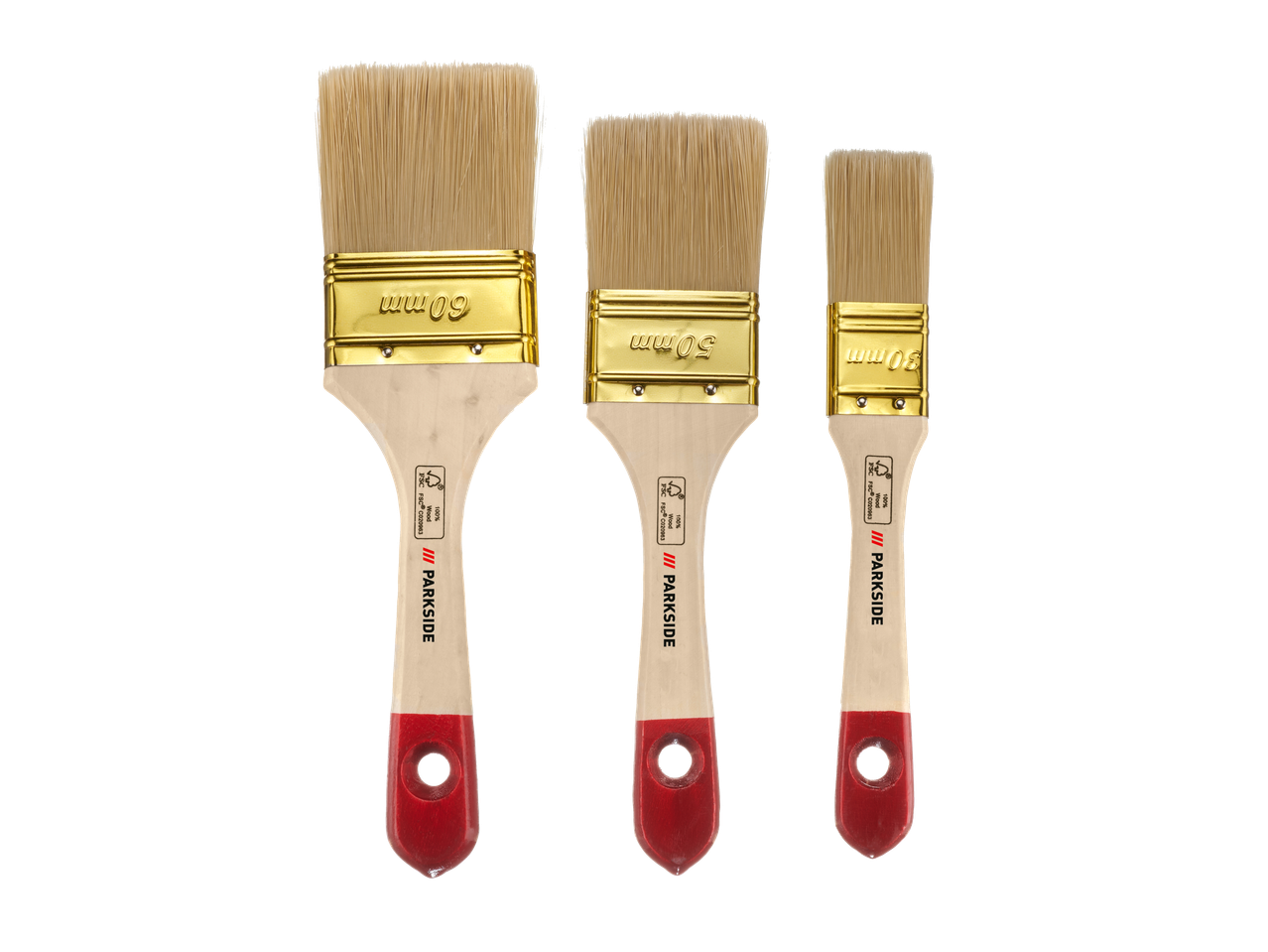 Parkside set kistova za bojanje s kistovima od 60mm, 50mm i 30mm.