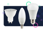 LED-Lampen: rund, Kerze und GU10.