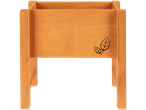 Wooden planter box with leaf design.