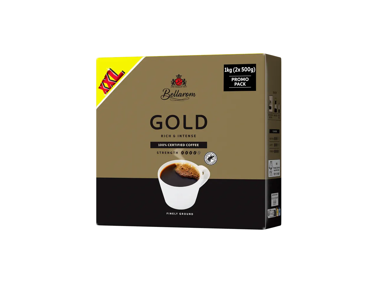 XL pack Bellarom Gold ground coffee: rich and intense.