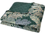 Cuvertură LIVARNO cu model de frunze tropicale în tonuri de verde și bej.