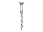 Single silver screw with a flat head and threaded shaft