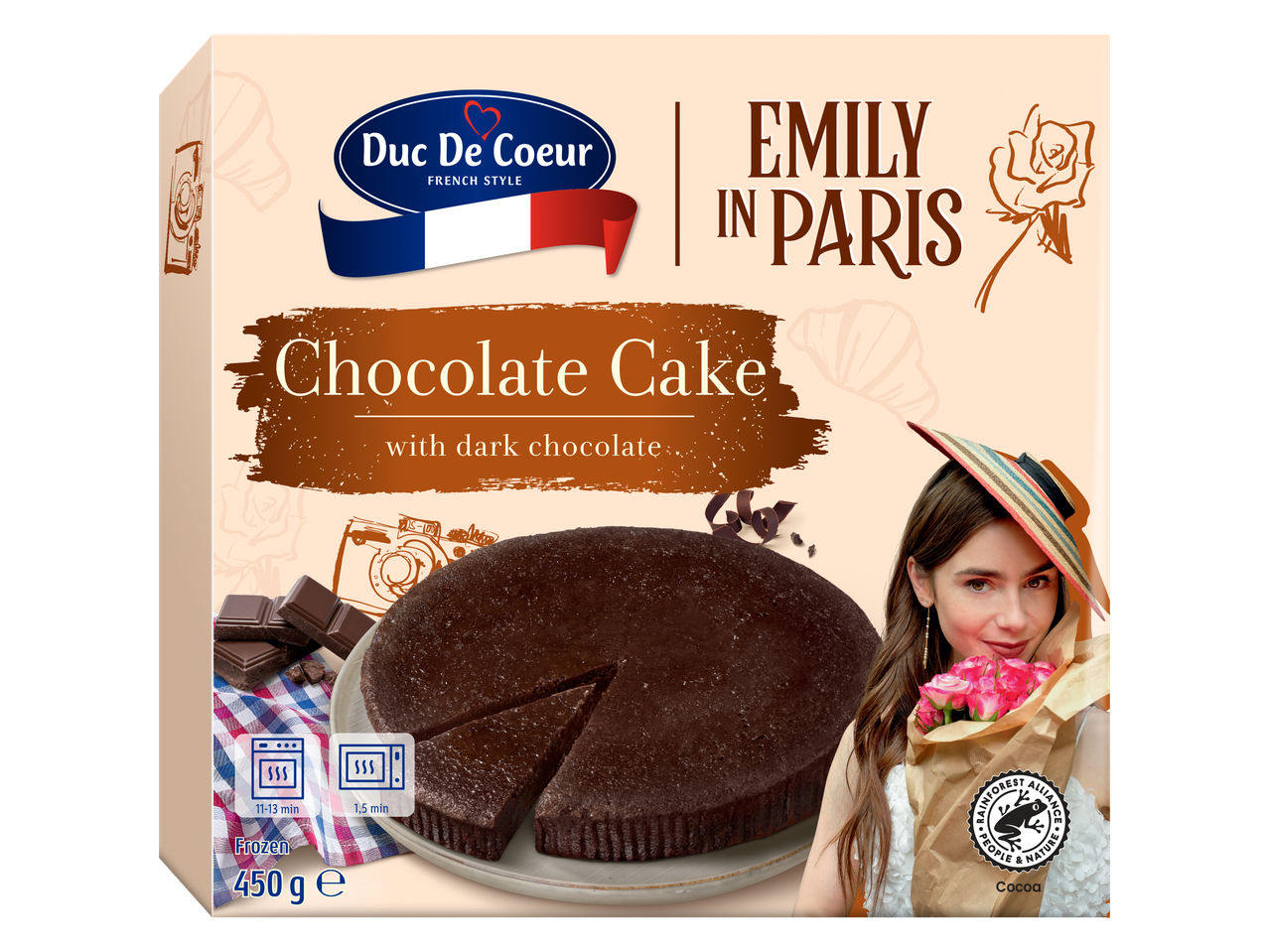Prăjitură cu ciocolată Duc De Coeur cu ciocolată neagră, Emily în Paris.