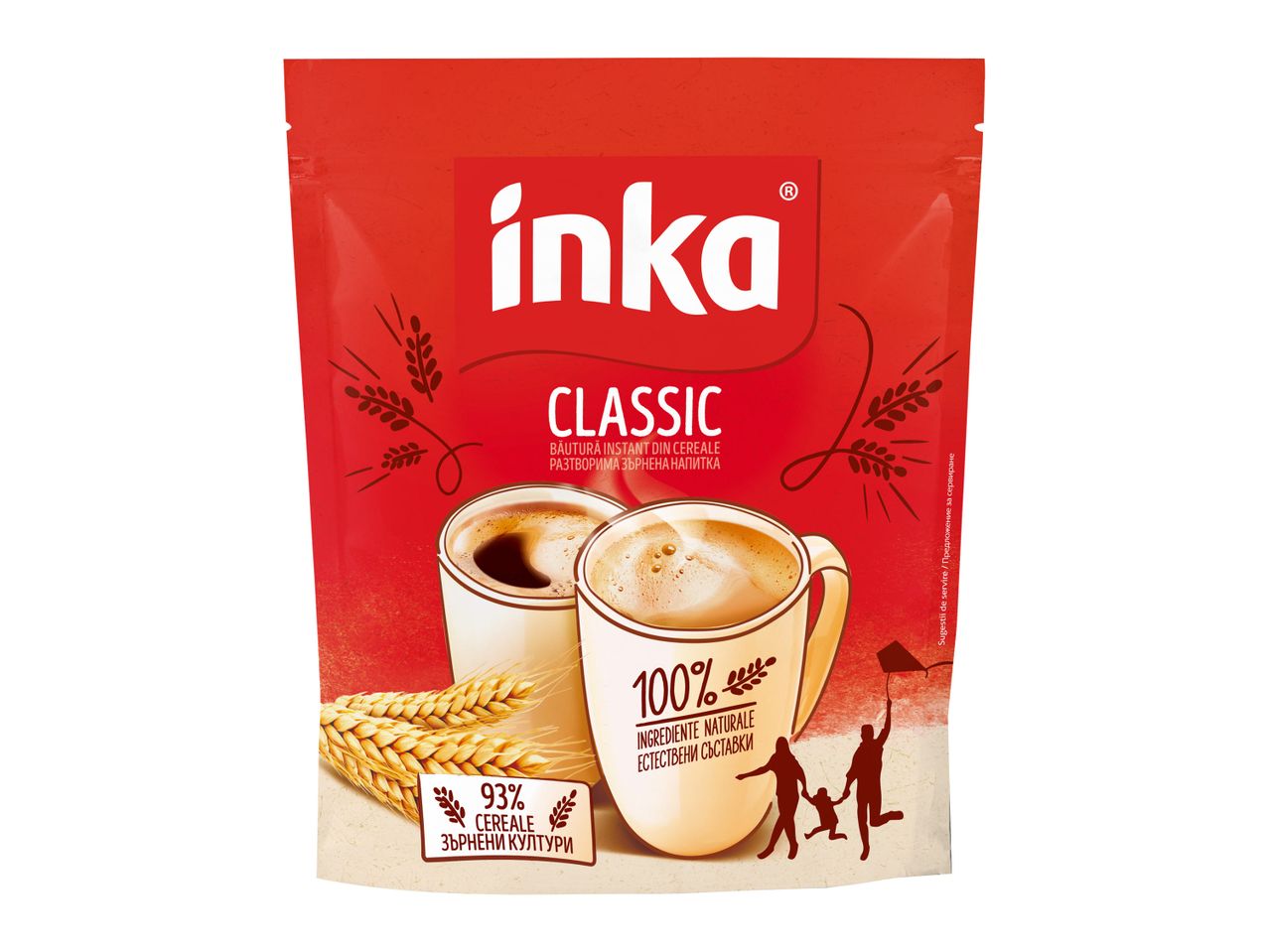 Plic de Inka Classic, băutură instant din cereale, cu 93% cereale și ingrediente naturale.