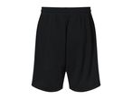 Black athletic shorts with an elastic waistband