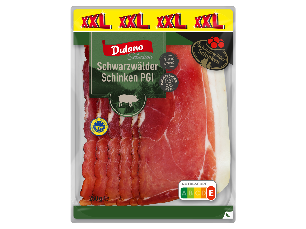 Dulano Selection Schwarzwälder Schinken BGA, XXL 250g verpakking met Nutri-Score E.