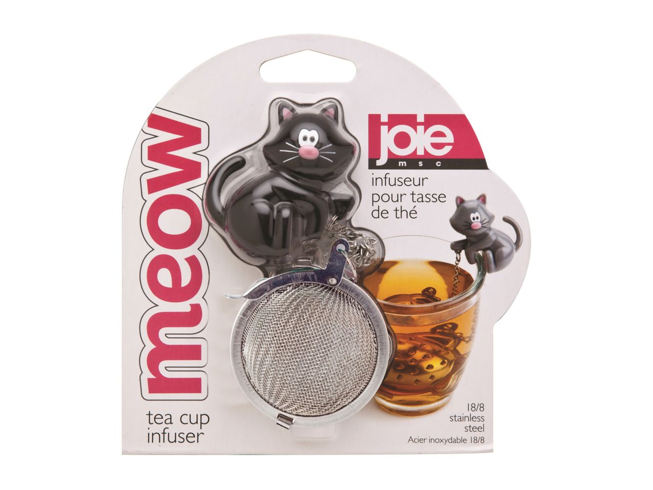 Joie Meow tea infuser, stainless steel, cat-shaped design.