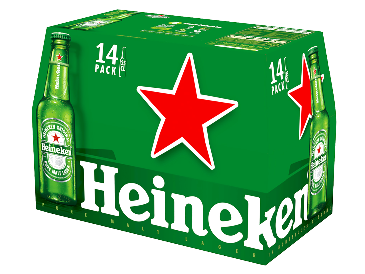 Pack de 14 bouteilles de bière lager de 25 cl.