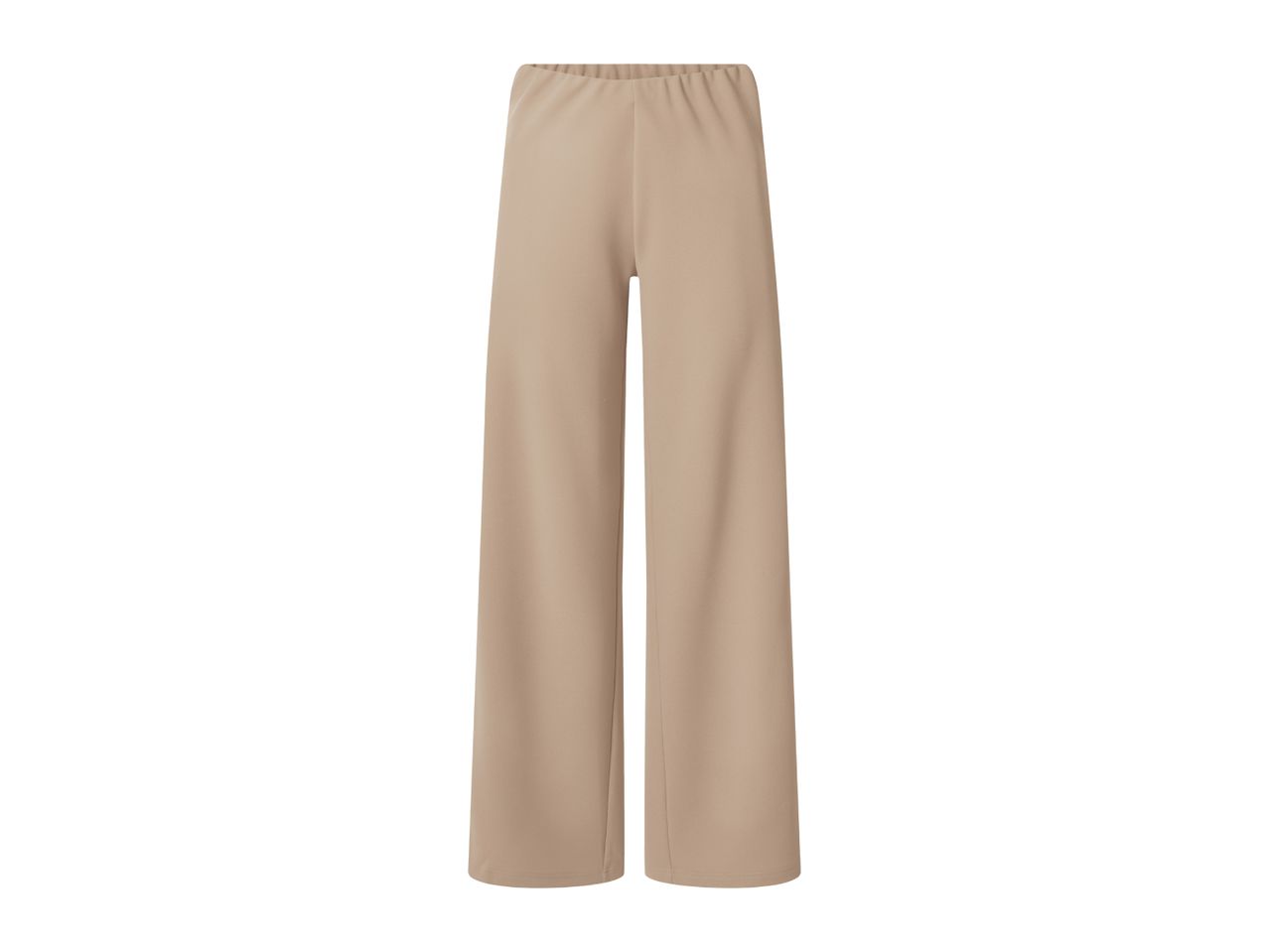 Women's beige wide-leg trousers with an elasticated waistband