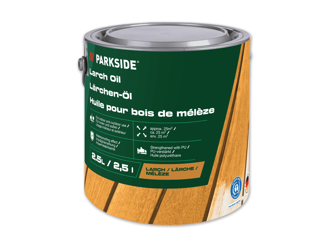 Lärche-Öl für Innen- und Außenbereich, 2,5 Liter, wasserdicht und PU-verstärkt