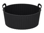 Black silicone air fryer liner with handles