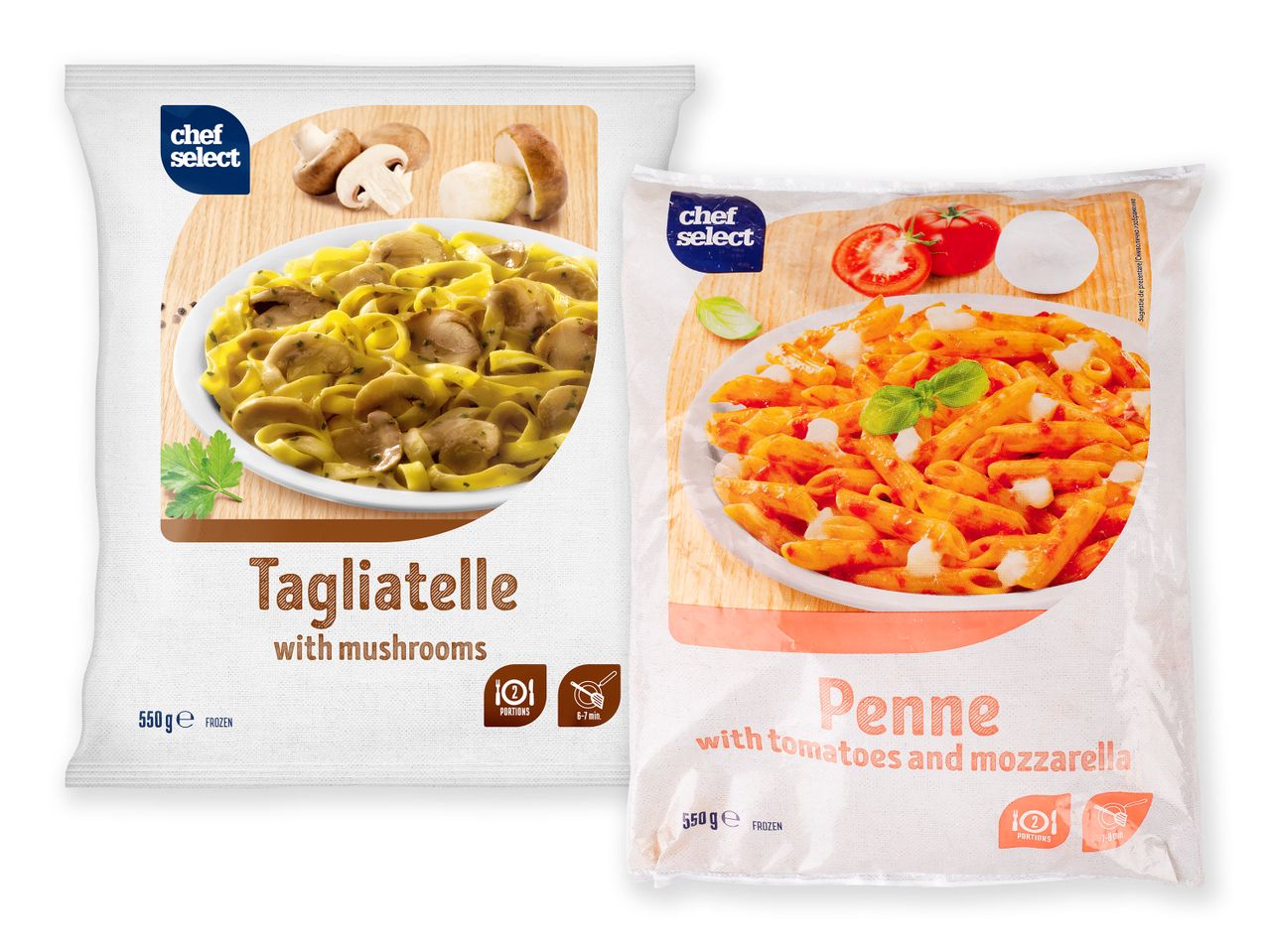 Pungi cu tăiței congelate Iglo: Tagliatelle și Penne.