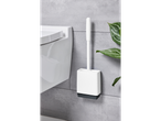 Escova e suporte para vaso sanitário, design moderno.