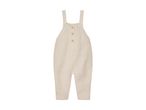 Beige strikket baby romper med knapper.