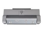 Silver under-cabinet light with four LED spotlights and a motion sensor.