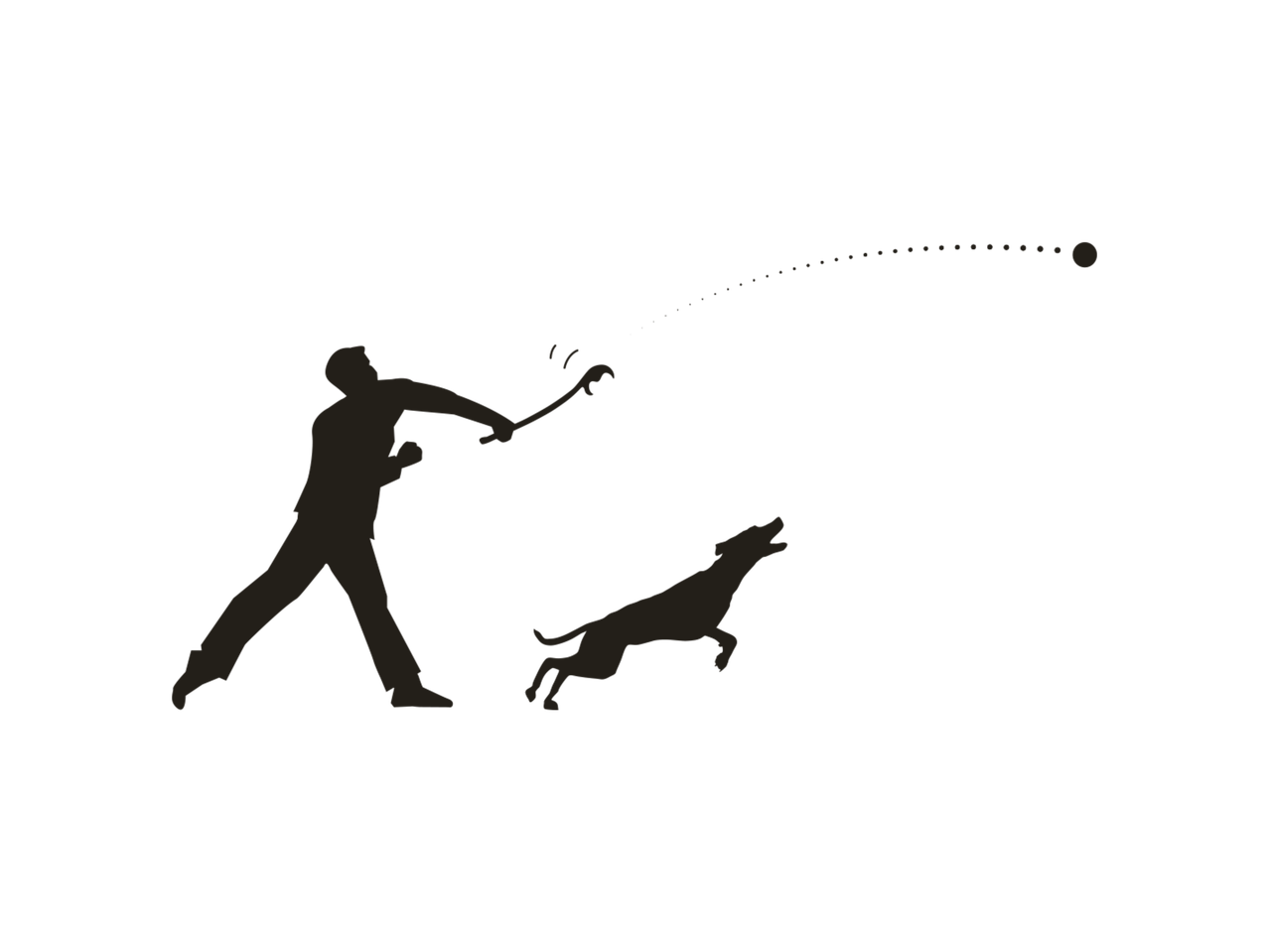 A man throws a ball to a dog.