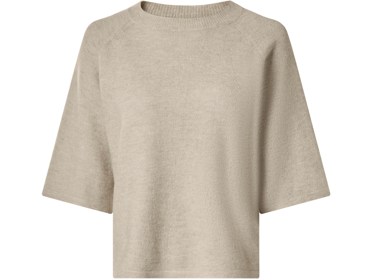 Gaiši bēšs džemperis ar īsām piedurknēm