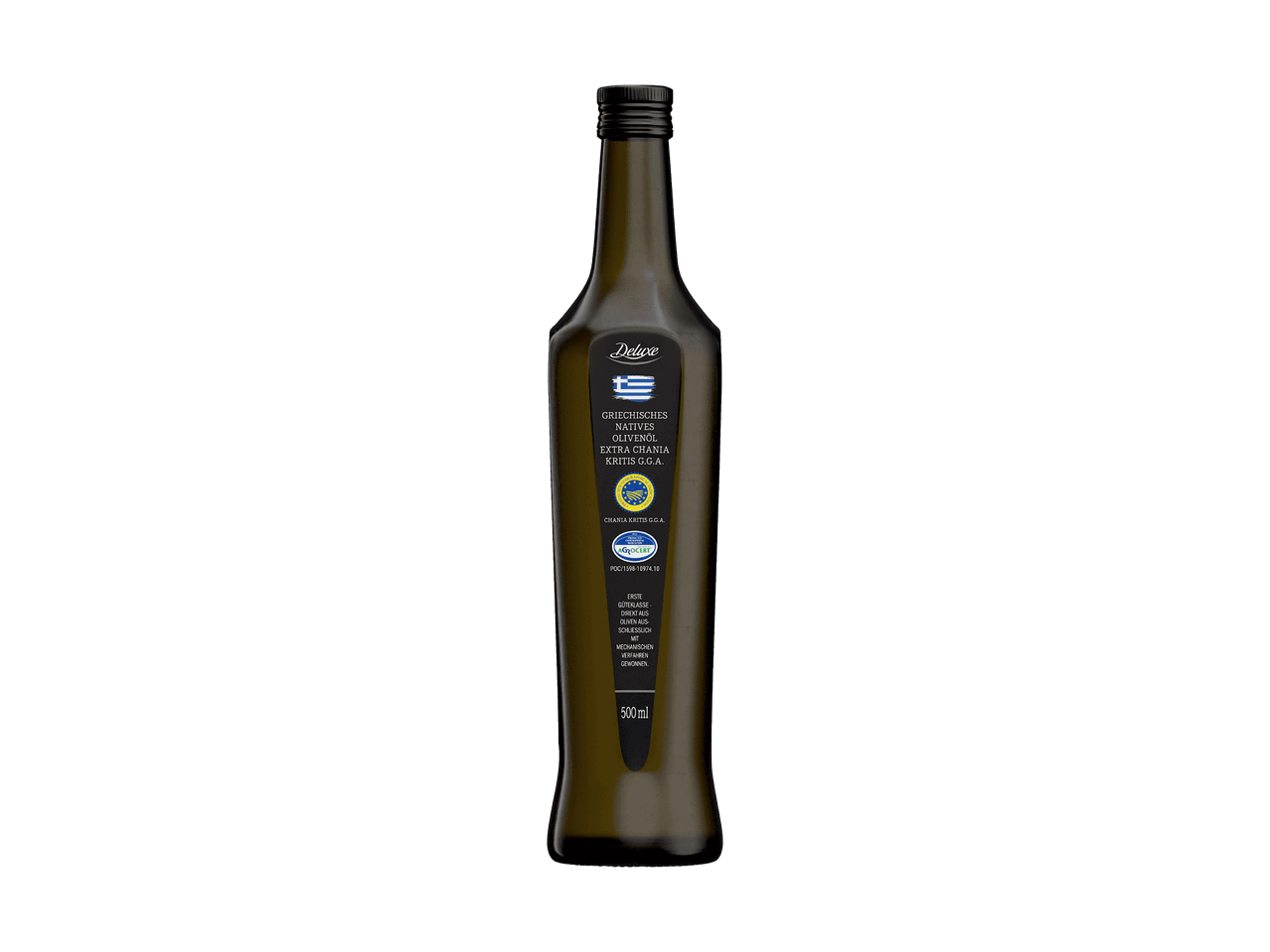 Flasche griechisches natives Olivenöl extra Chania Kritis g.g.A., 500 ml.