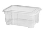 Clear plastic storage box with a matching lid