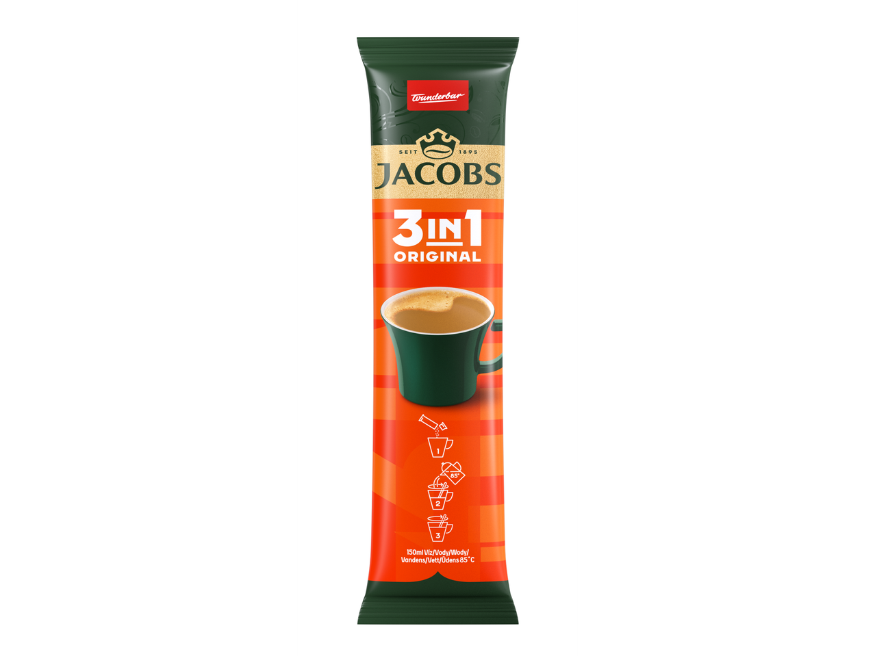 Jacobs 3in1 Original: tirpios kavos pakeliai.