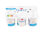 Iogurte Grego Natural Milbona, pack de 6, com Nutri-Score B e rótulo sem glúten.
