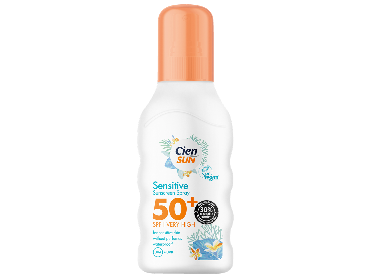 Cien Sun SPF 50+ zonnebrandspray, zeer hoge bescherming, gevoelige huid.