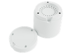 Duas peças de plástico branco, provavelmente filtros de água.