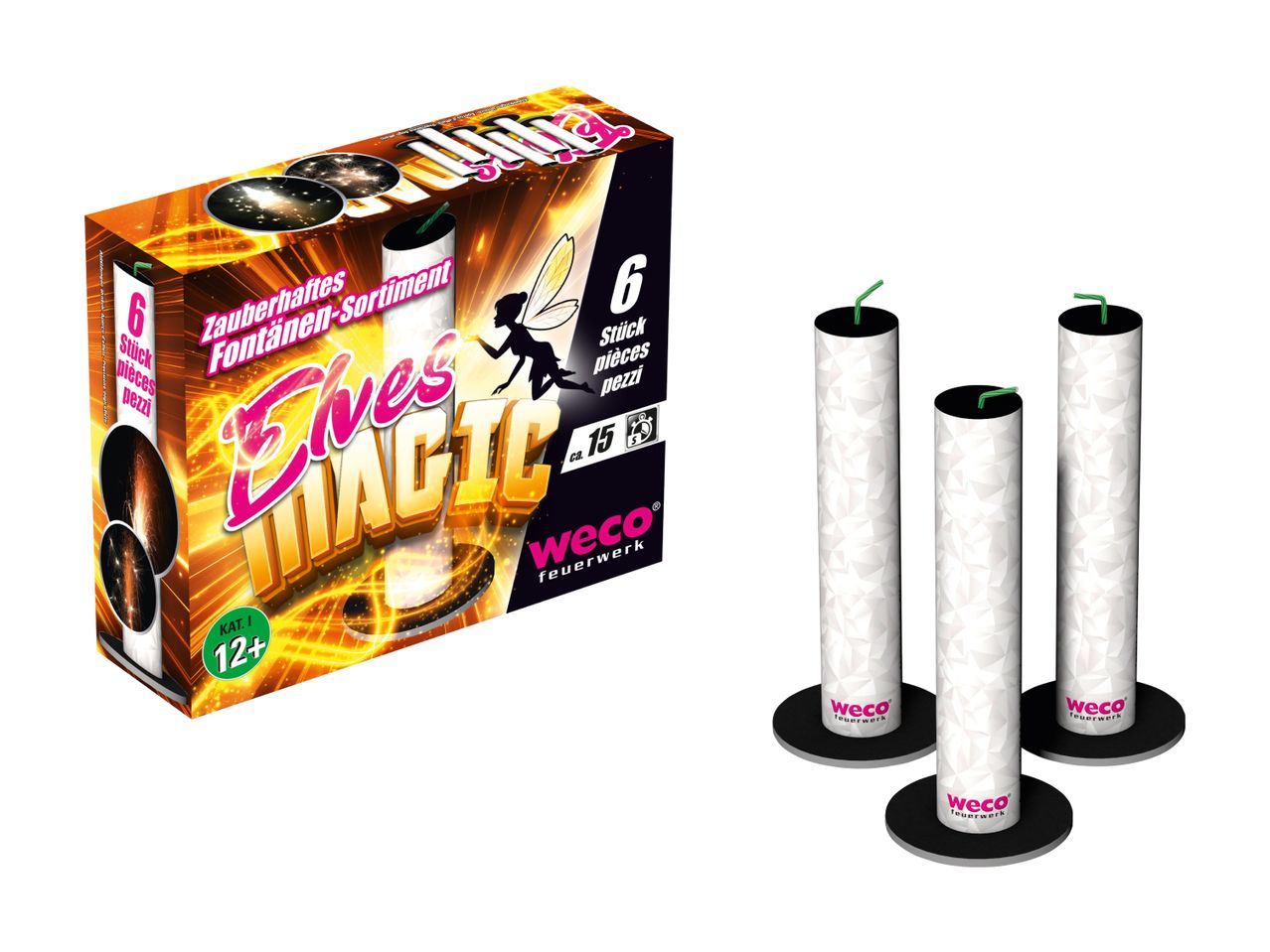 Packung 'Angel Light' Feuerwerkskörper mit drei Leuchtsternen.