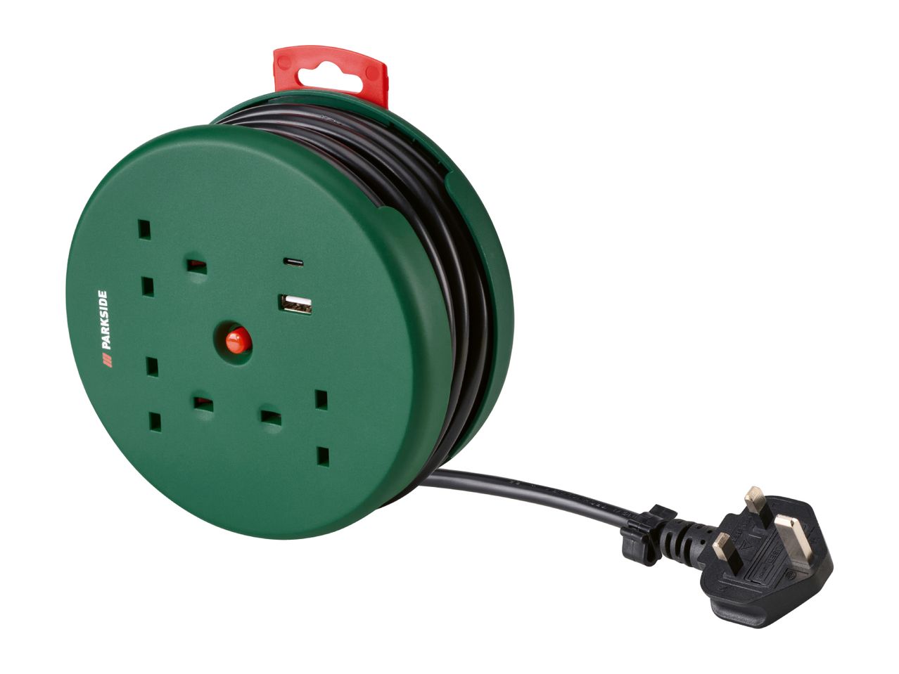 PARKSIDE Compact 3-Socket Cable Reel - 3m Cable