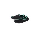 Pair of black watershoes with teal accents.